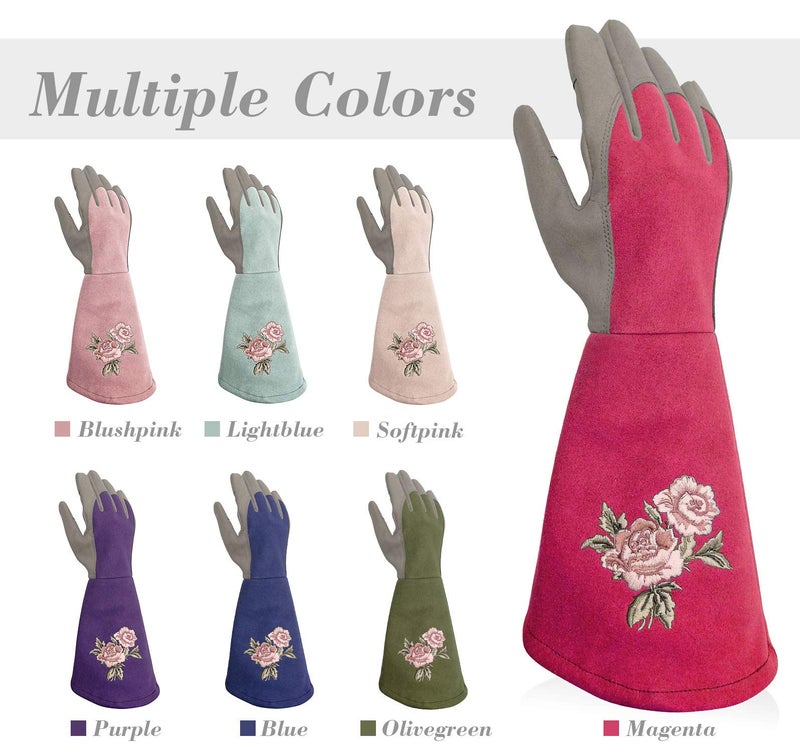 Intra-FIT Rose Pruning Gloves Thorn Proof, Embroidery Leather Gardening Gloves with Extra Long Forearm Protection - Image 5